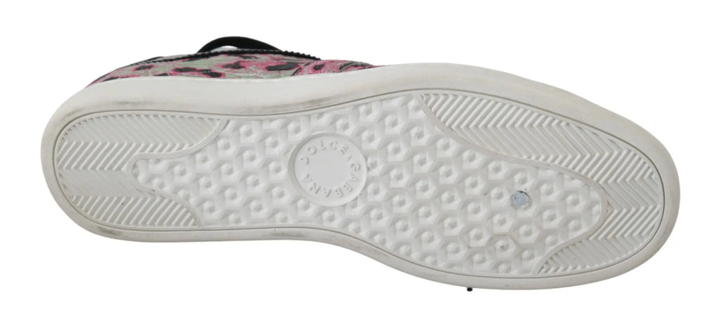 Dolce & gabbana baskets roses en cuir à imprimé léopard avec semelle en caoutchouc blanche et détails adidas stan smith