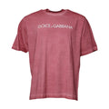 T-shirt dolce & gabbana rose poudré en coton avec logo blanc fané imprimé sur la poitrine