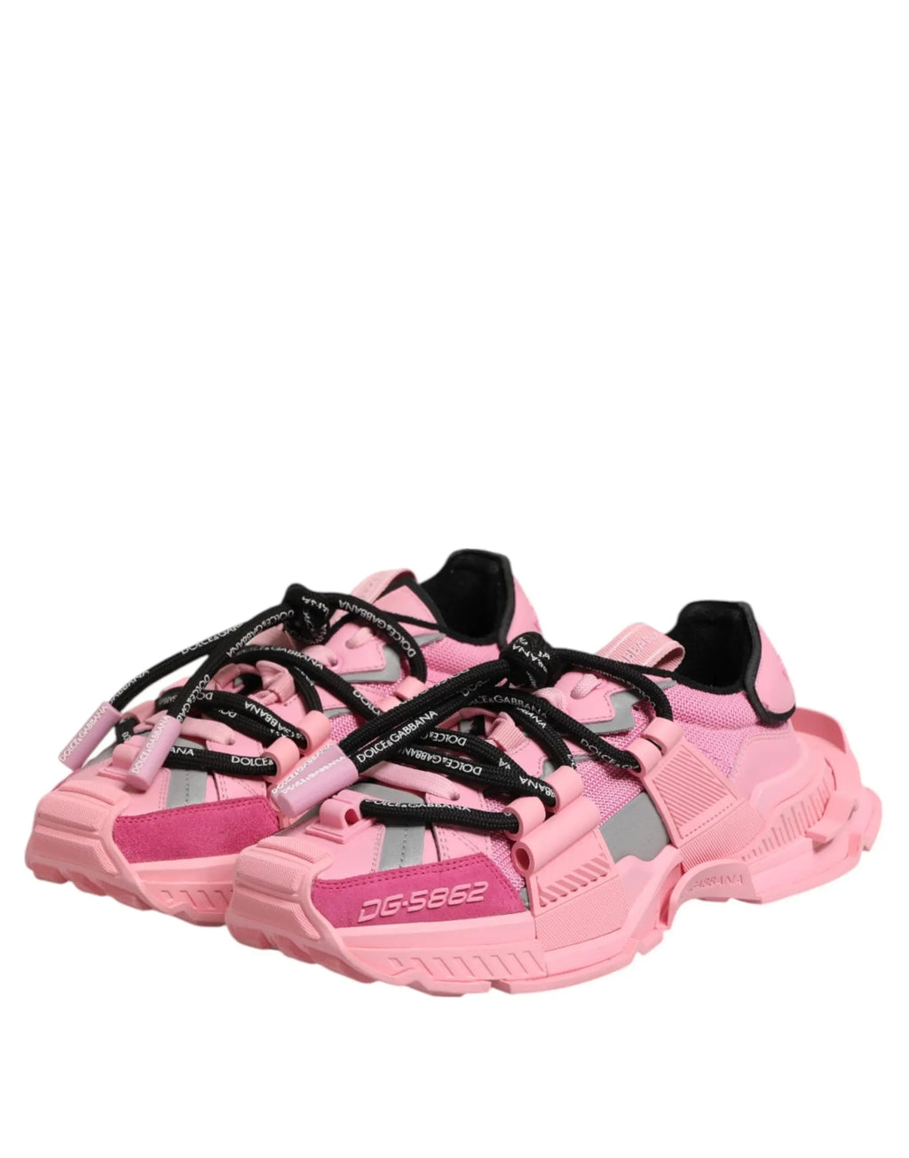 Baskets basses dolce & gabbana dg-s862 roses avec lacets noirs et accents gris pour femmes