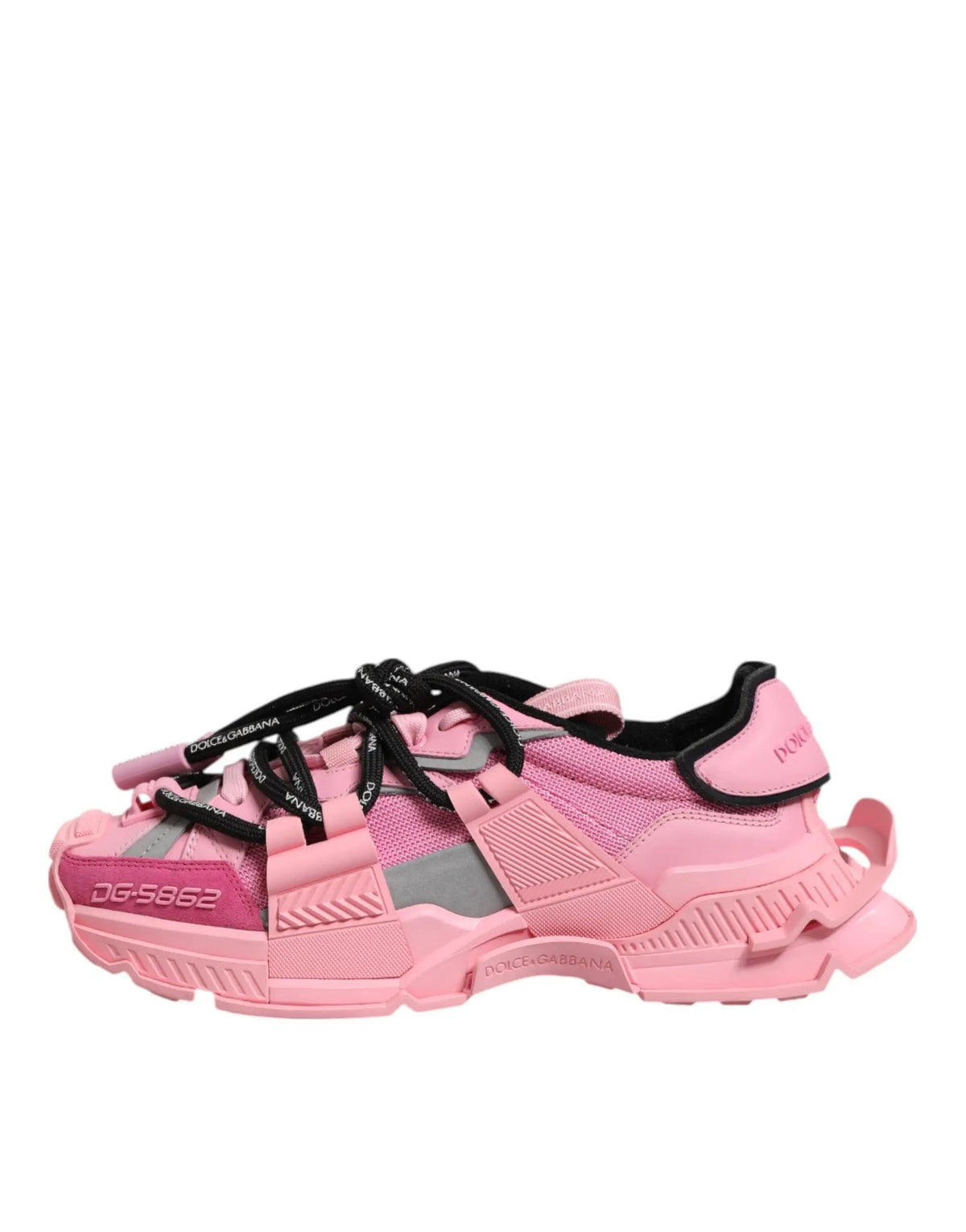 Baskets basses dolce & gabbana dg-s862 roses avec lacets noirs et accents gris pour femme