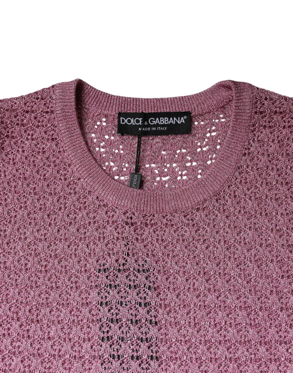 Dolce & gabbana débardeur rose en maille ouverte délicate avec texture ajourée subtile et style sans manches