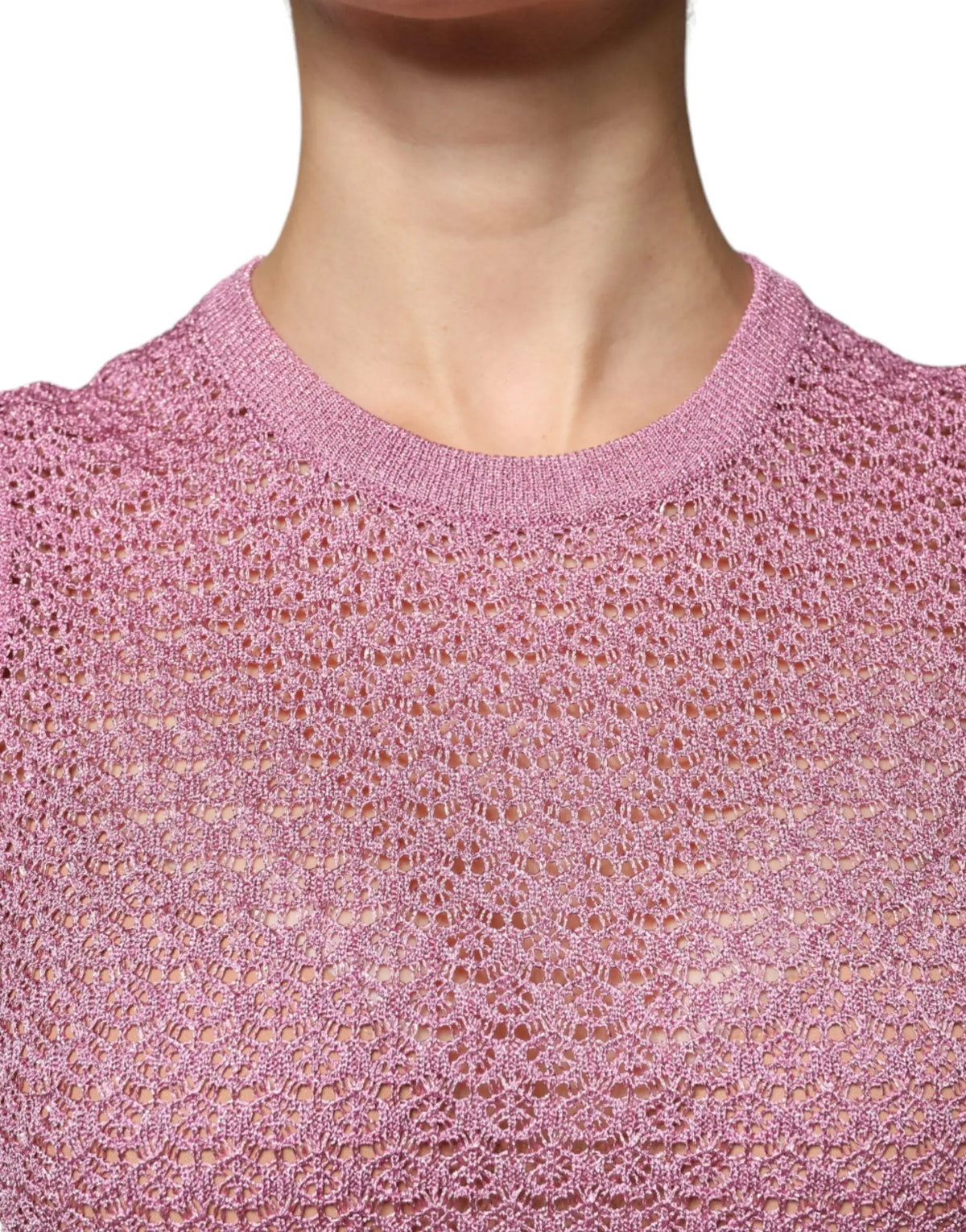 Débardeur sans manches dolce & gabbana en maille rose délicate avec un motif ajouré et une finition texturée douce