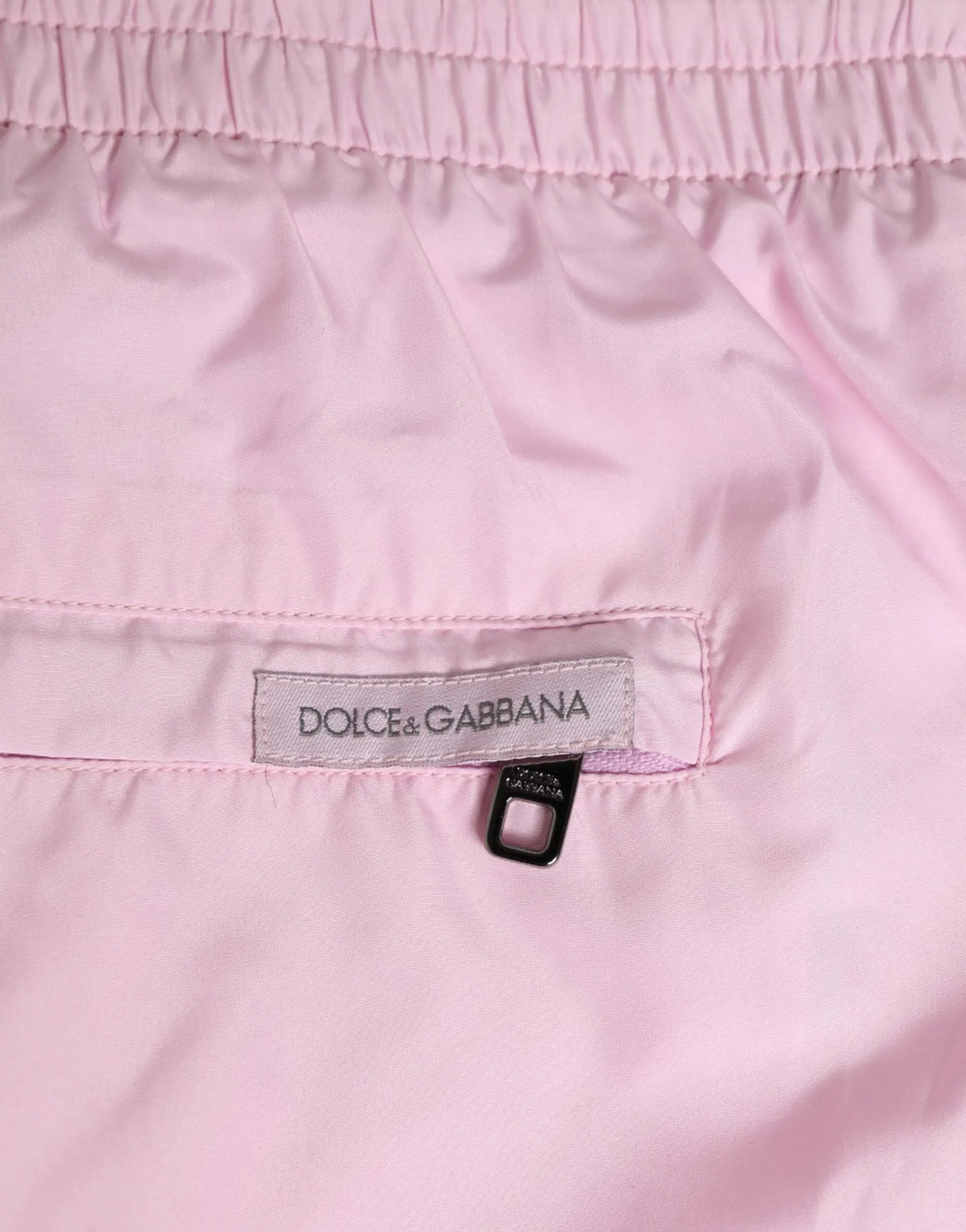 Dolce & gabbana short de bain homme rose en nylon avec bandes logo latérales et taille élastique légère