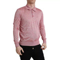 Dolce & gabbana pull-over homme en polyester rose avec col polo et texture chinée légère à manches longues