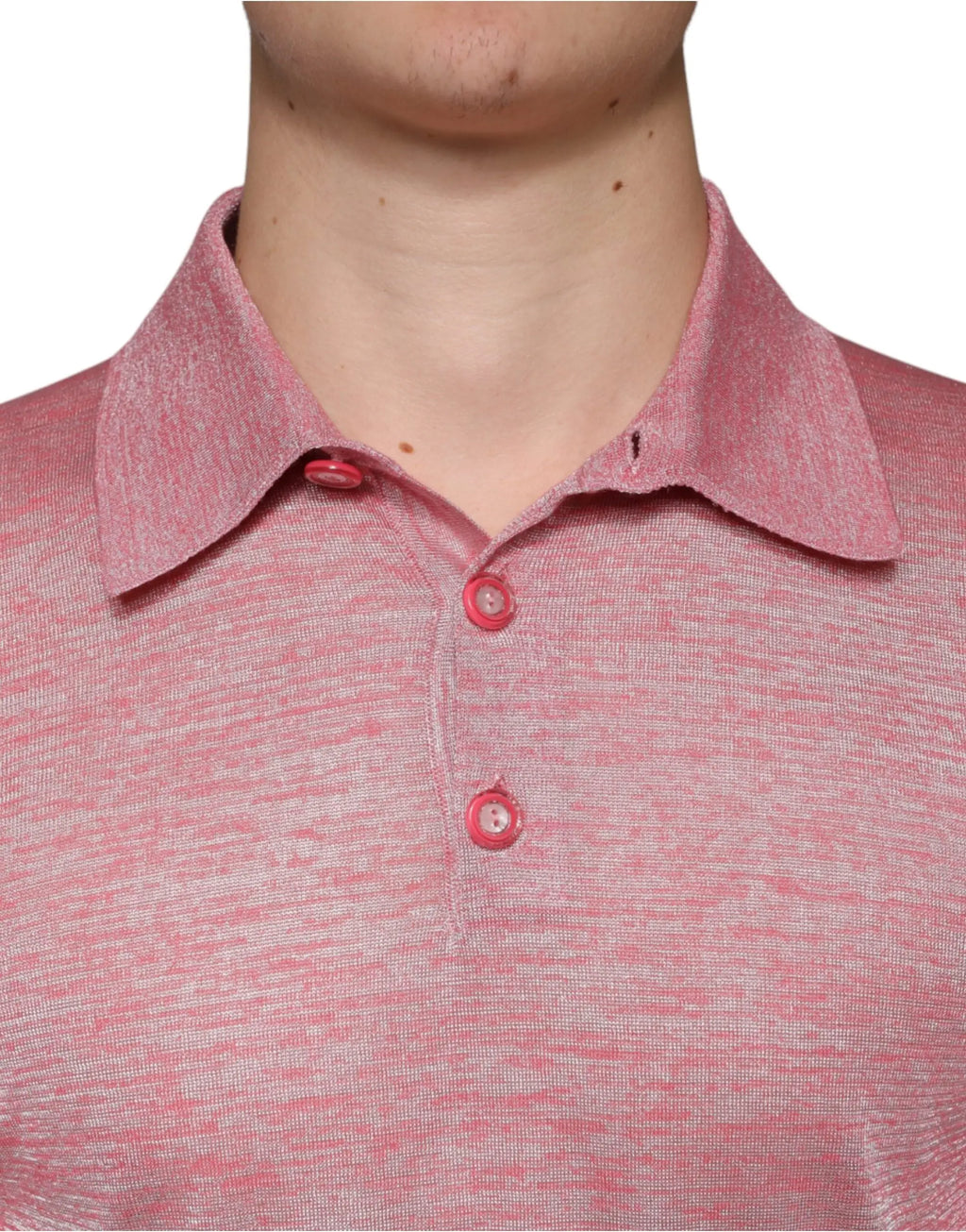 Dolce & Gabbana pink polyester long sleeve men polo t-shirt with soft pink heathered fabric and matching button closure