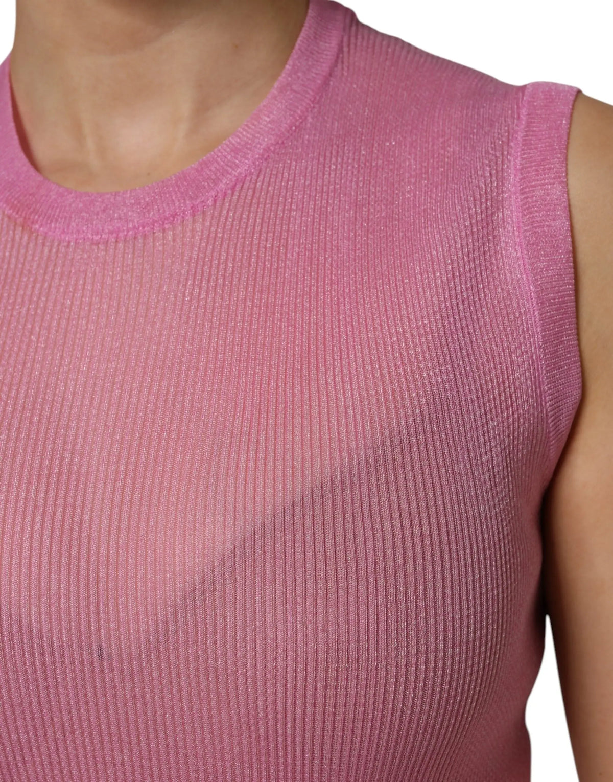 Dolce & gabbana débardeur rose en polyester avec col rond côtelé et sans manches