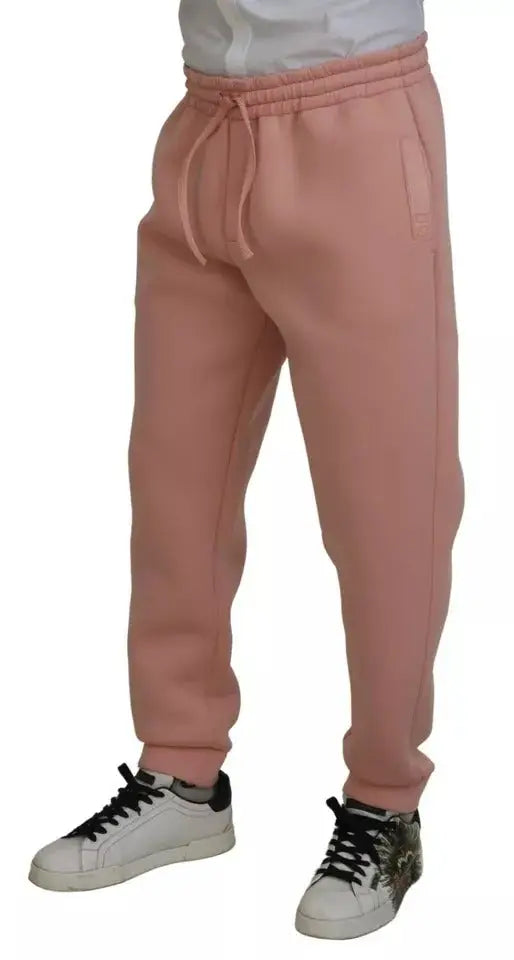 Pantalon de jogging dolce & gabbana rose en polyester avec taille à cordon et poignets côtelés en douceur