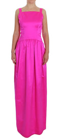 Robe longue fuchsia en satin dolce & gabbana avec décolleté carré et corsage ajusté en satin soie