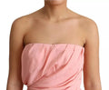 Robe midi rose douce sans bretelles en soie stretch avec corsage drapé et froncé dolce & gabbana