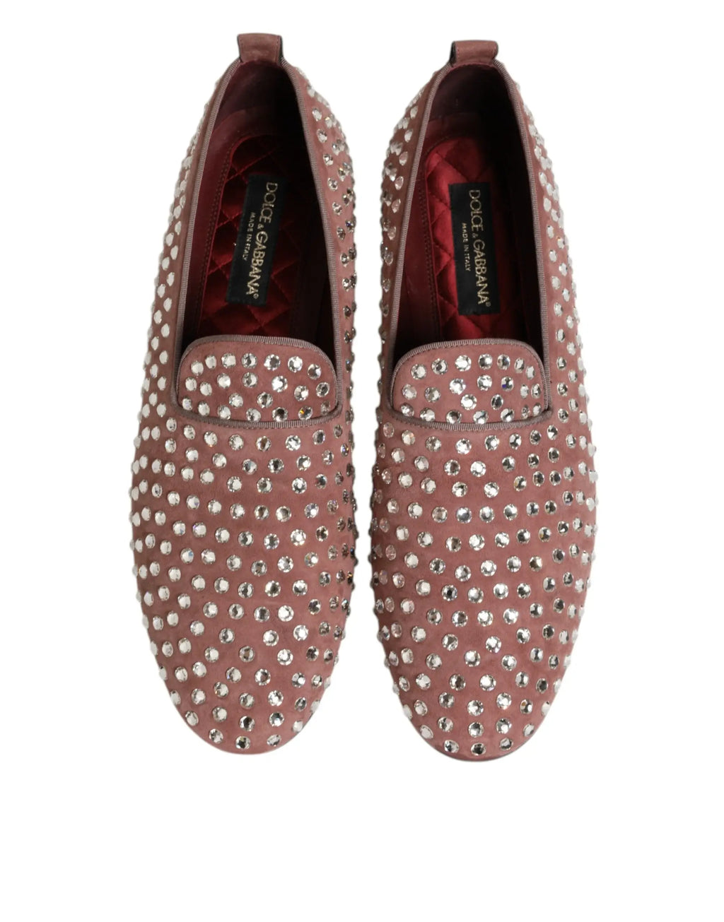 Dolce & gabbana mocassins slip-on en daim rose avec cristaux pour homme chaussures habillées