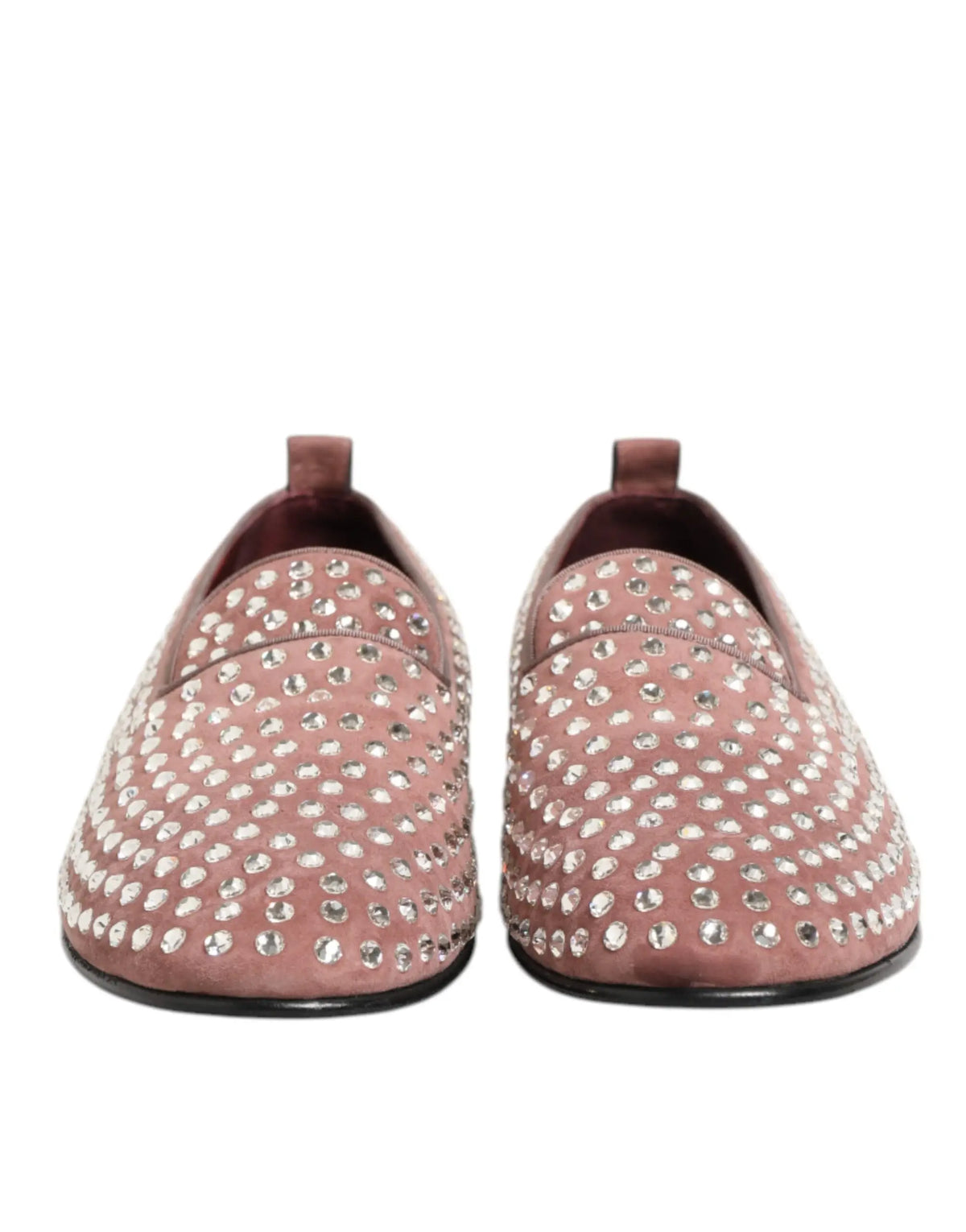 Mocassins homme dolce & gabbana en daim rose ornés de nombreux strass argentés pour tenue habillée