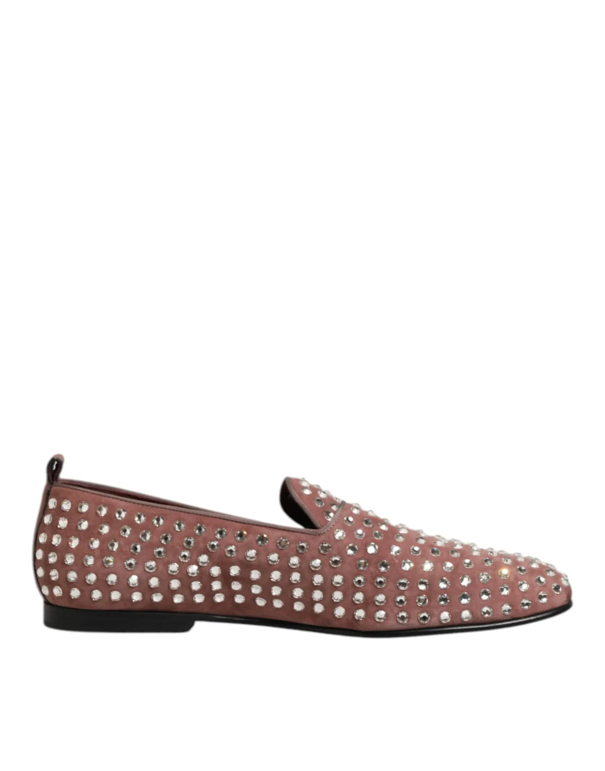 Dolce & gabbana mocassins hommes en daim rose poussière ornés de nombreux clous argentés pour tenue habillée