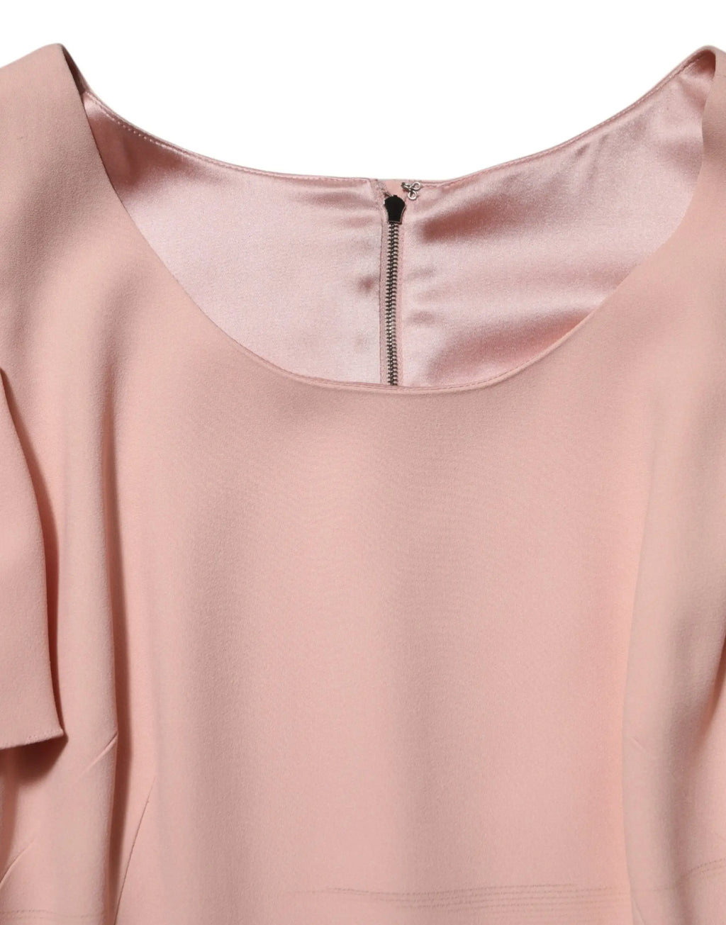 Robe midi dolce & gabbana en viscose rose blush avec manches courtes et haut en satin doux à col arrondi