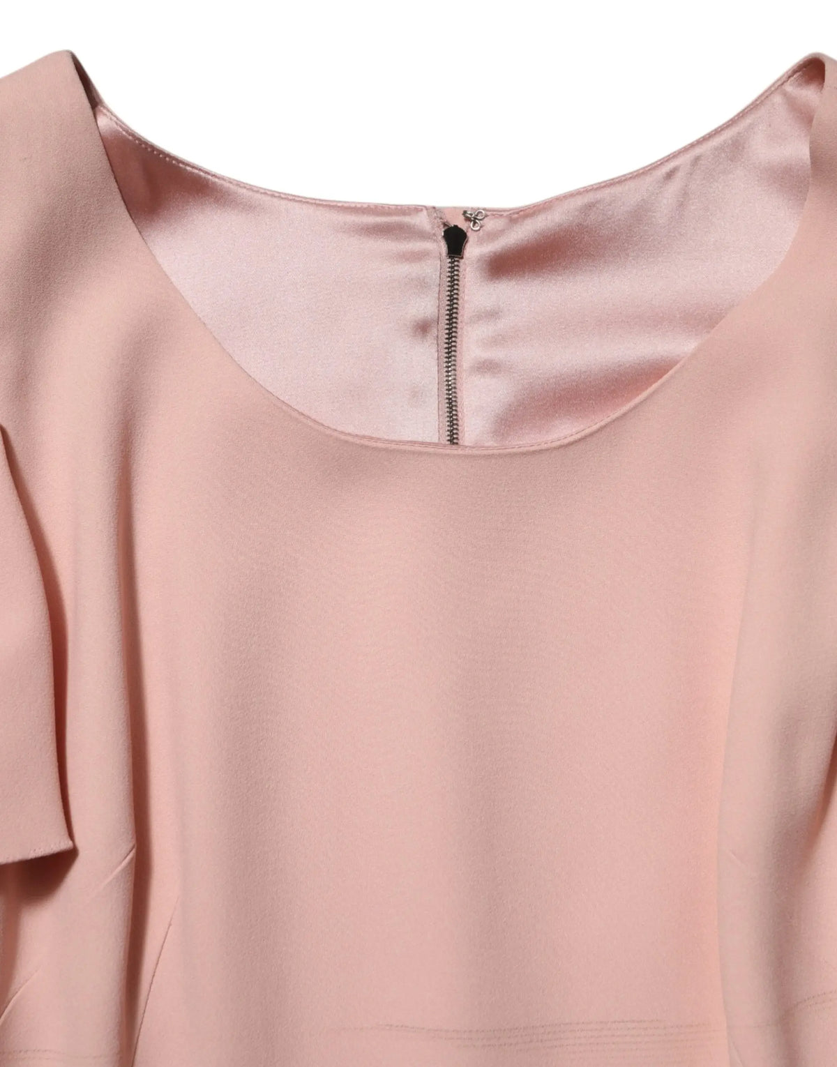 Robe midi dolce & gabbana en viscose rose blush avec manches courtes et haut en satin doux à col arrondi