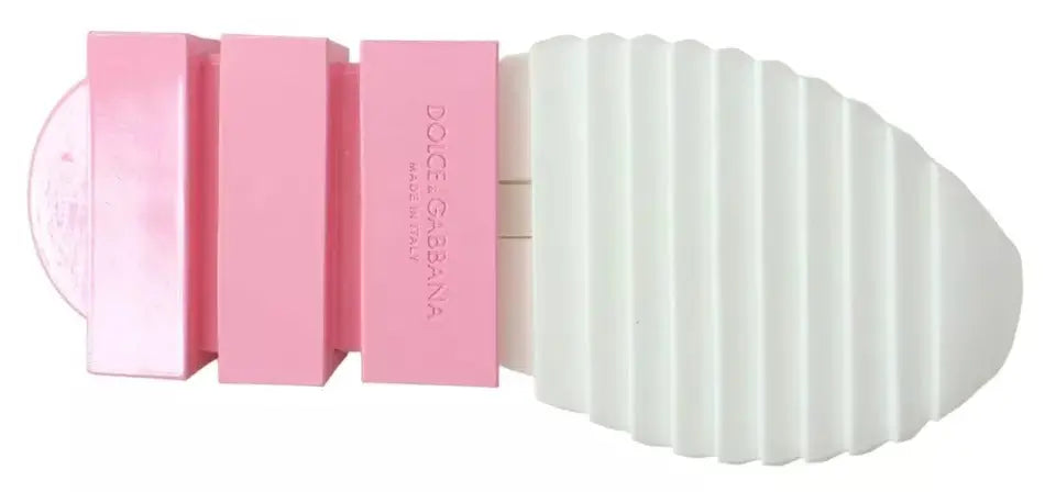 Semelle plateforme rose et blanche à texture côtelée avec logo dolce & gabbana embossé sur sneakers sorrento
