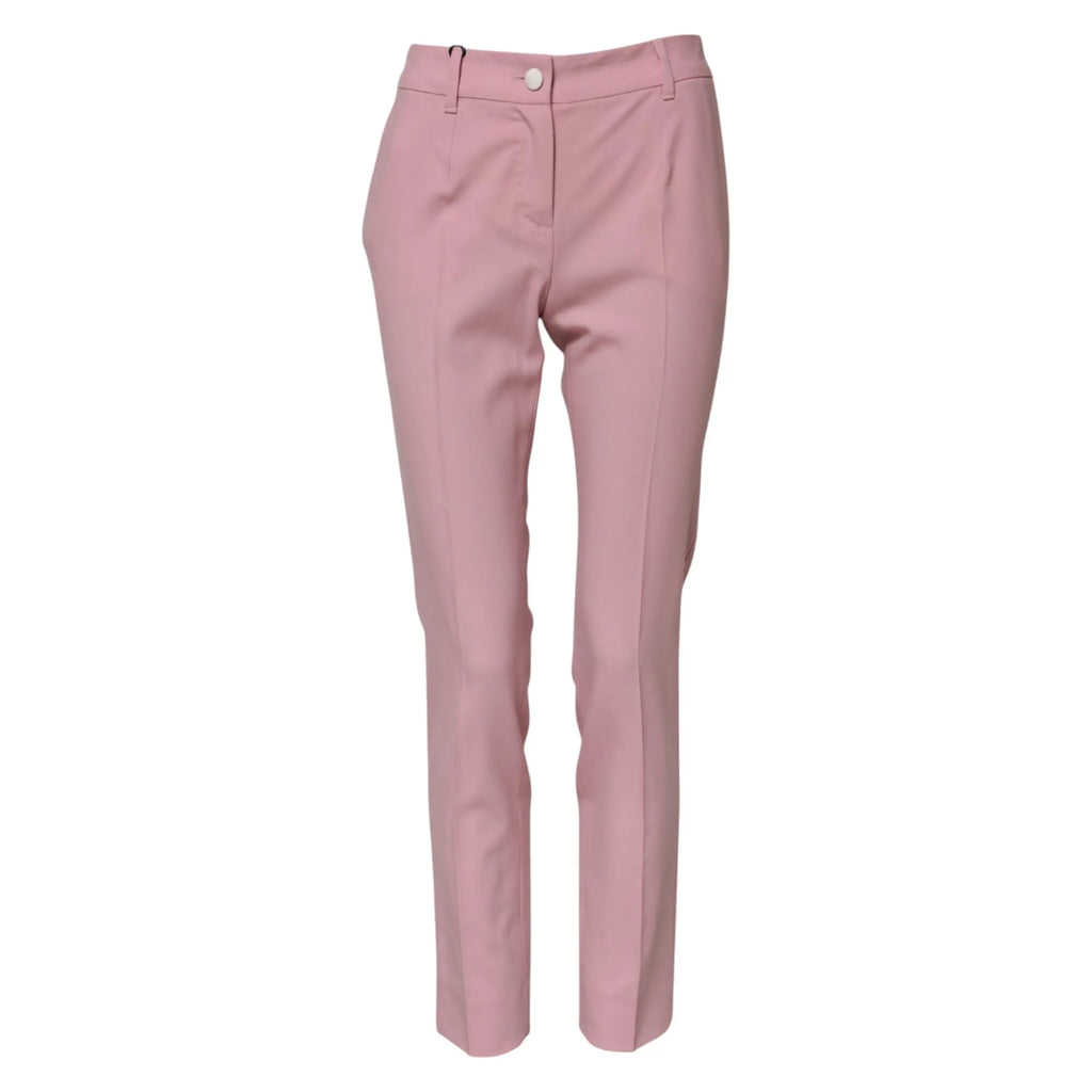 Un pantalon dolce and gabbana rose en laine à taille haute avec jambes droites et fermoir bouton unique