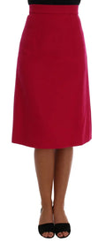 Jupe midi rouge vif taille haute en tissu lisse et ajusté dolce gabbana en laine rose style a-line jusquau genou