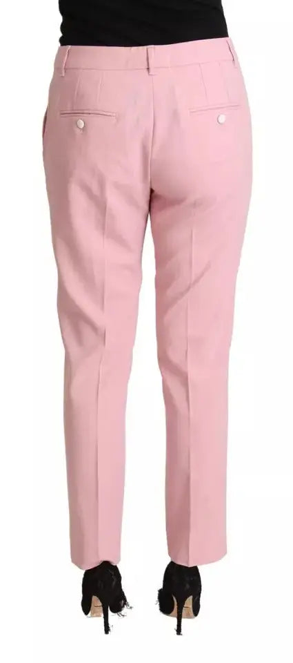 Pantalon tapered en laine rose dolce & gabbana avec poches blanches boutonnées et coupe droite élégante