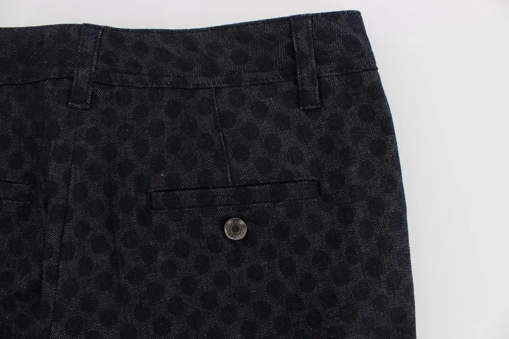 Pantalon slim capri dolce & gabbana noir à pois subtils avec bouton métallique en jean