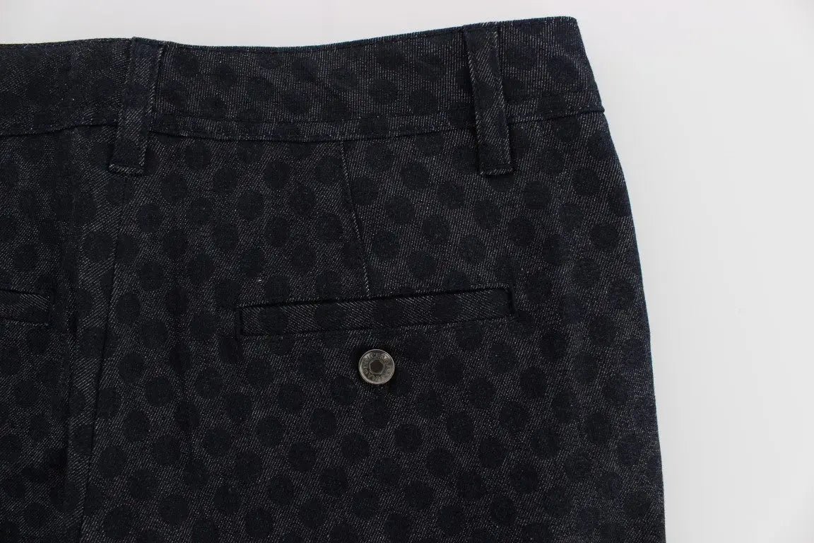 Pantalon slim capri dolce & gabbana noir à pois subtils avec bouton métallique en jean