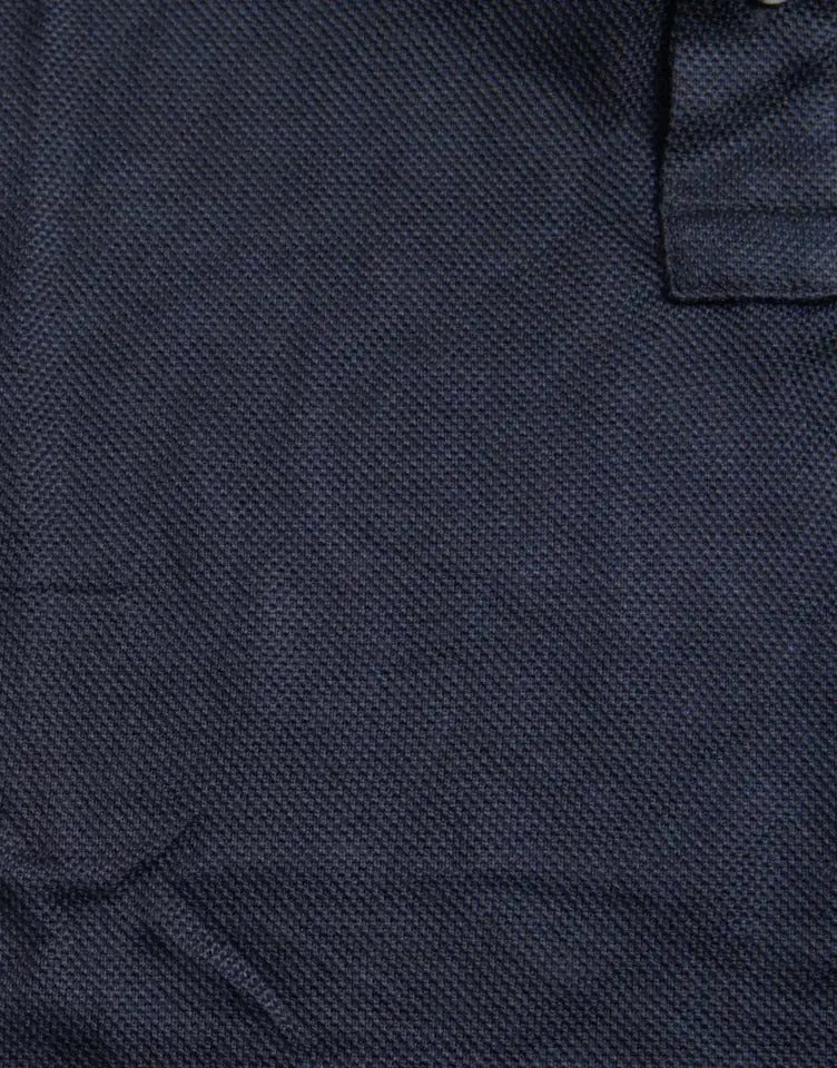 Polo dolce & gabbana bleu marine pour homme en soie avec tissu piqué texturé et col soigneusement cousu