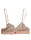 Soutien-gorge beige en satin avec logo dg doré sur la bande dolce & gabbana nylon rosé sans armature