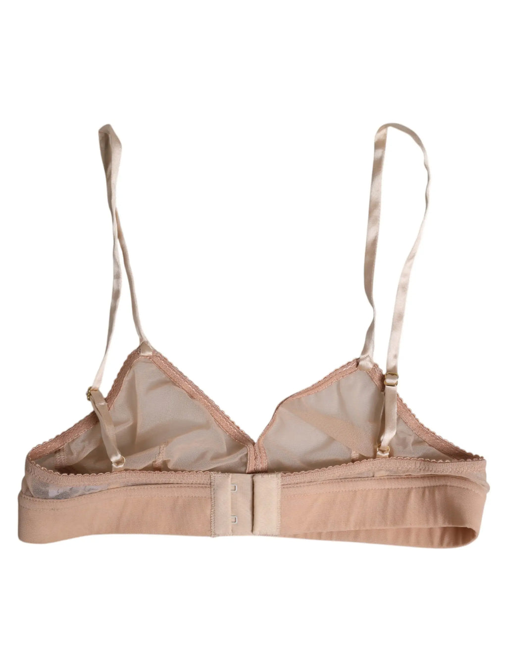 Soutien-gorge sans armatures beige satin avec dentelle délicate et fermeture centrale bouton dolce & gabbana