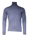 Dolce & gabbana pull col roulé bleu violet à manches longues en maille fine avec poignets côtelés