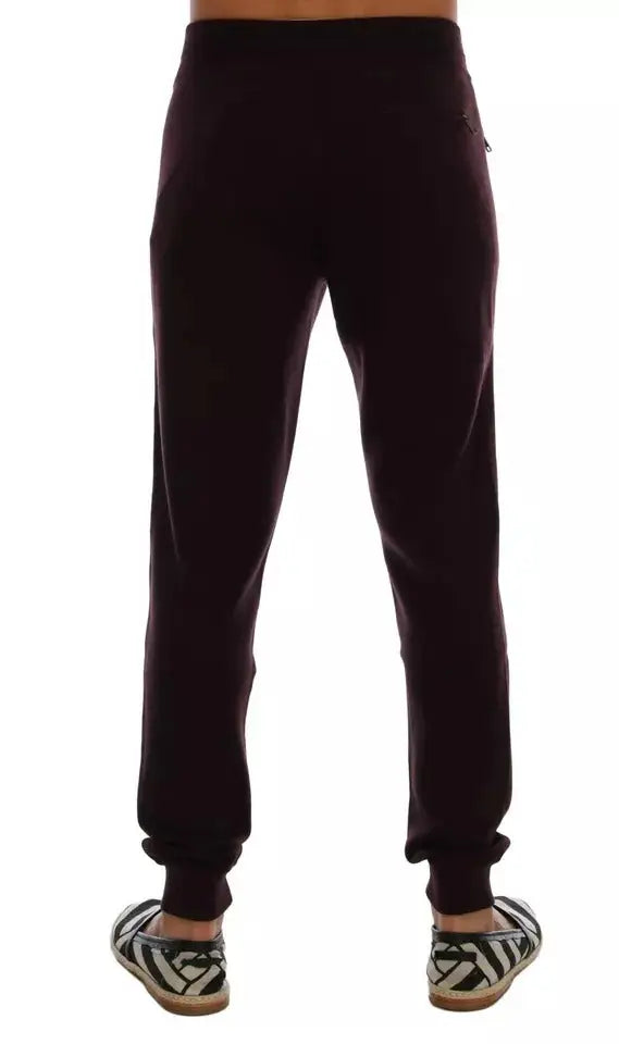 Pantalon de sport dolce & gabbana en cachemire violet foncé avec poignets élastiques et poche zippée latérale