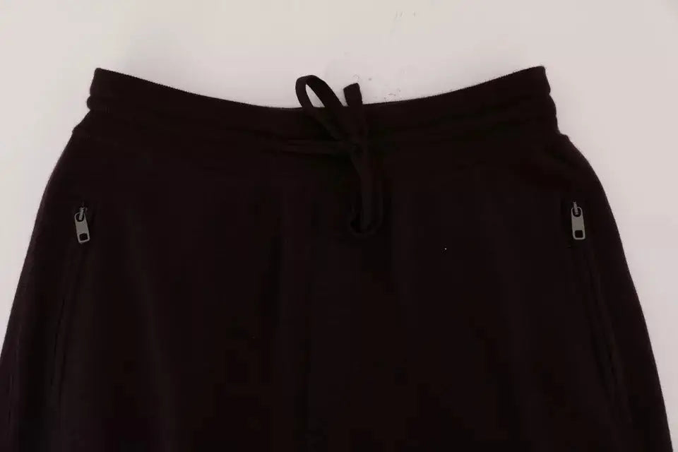 Pantalon de sport dolce & gabbana en cachemire violet avec cordon noir et zips latéraux en sweatpants
