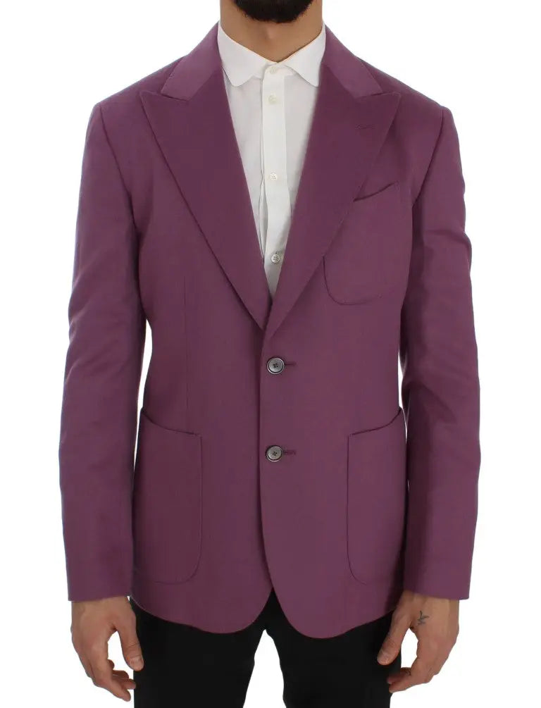 Blazer dolce & gabbana violet en cachemire avec coupe ajustée et deux boutons avant