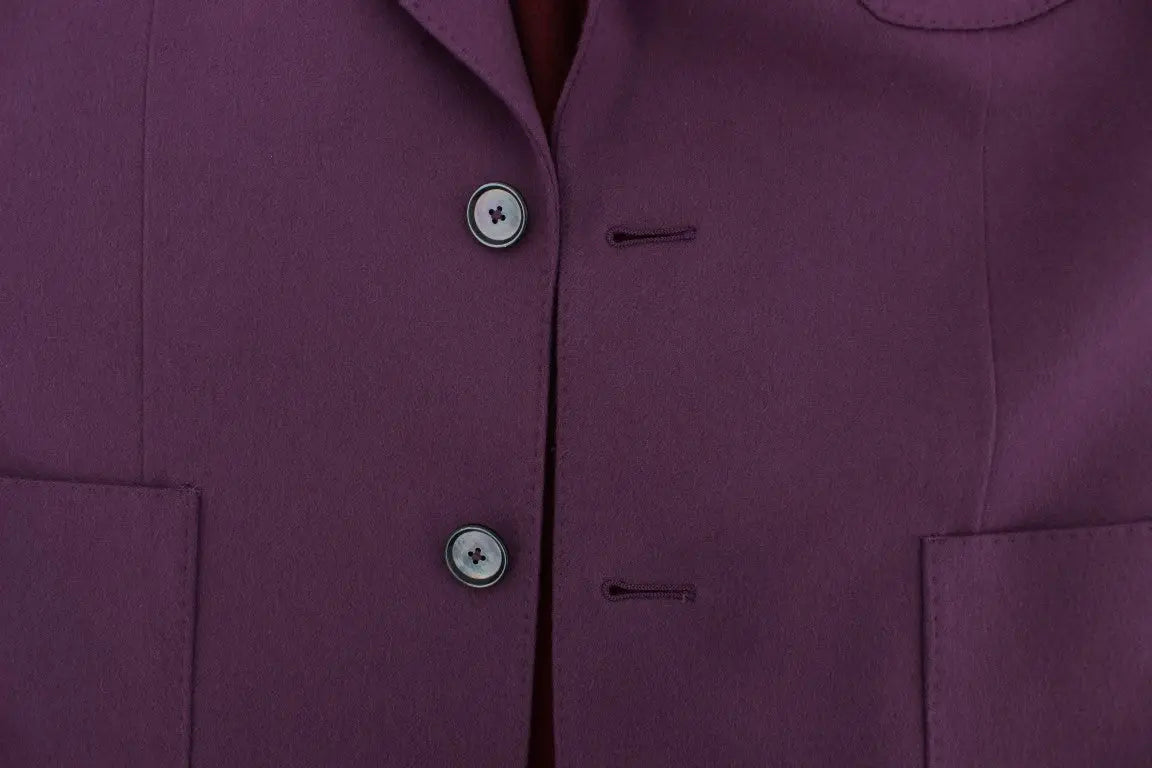 Dolce gabbana blazer violet en cachemire slim fit avec boutons argentés ton sur ton et revers crantés