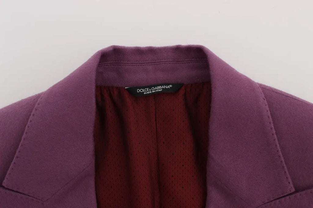 Blazer dolce & gabbana violet en cachemire slim fit avec doublure intérieure rouge contrastante