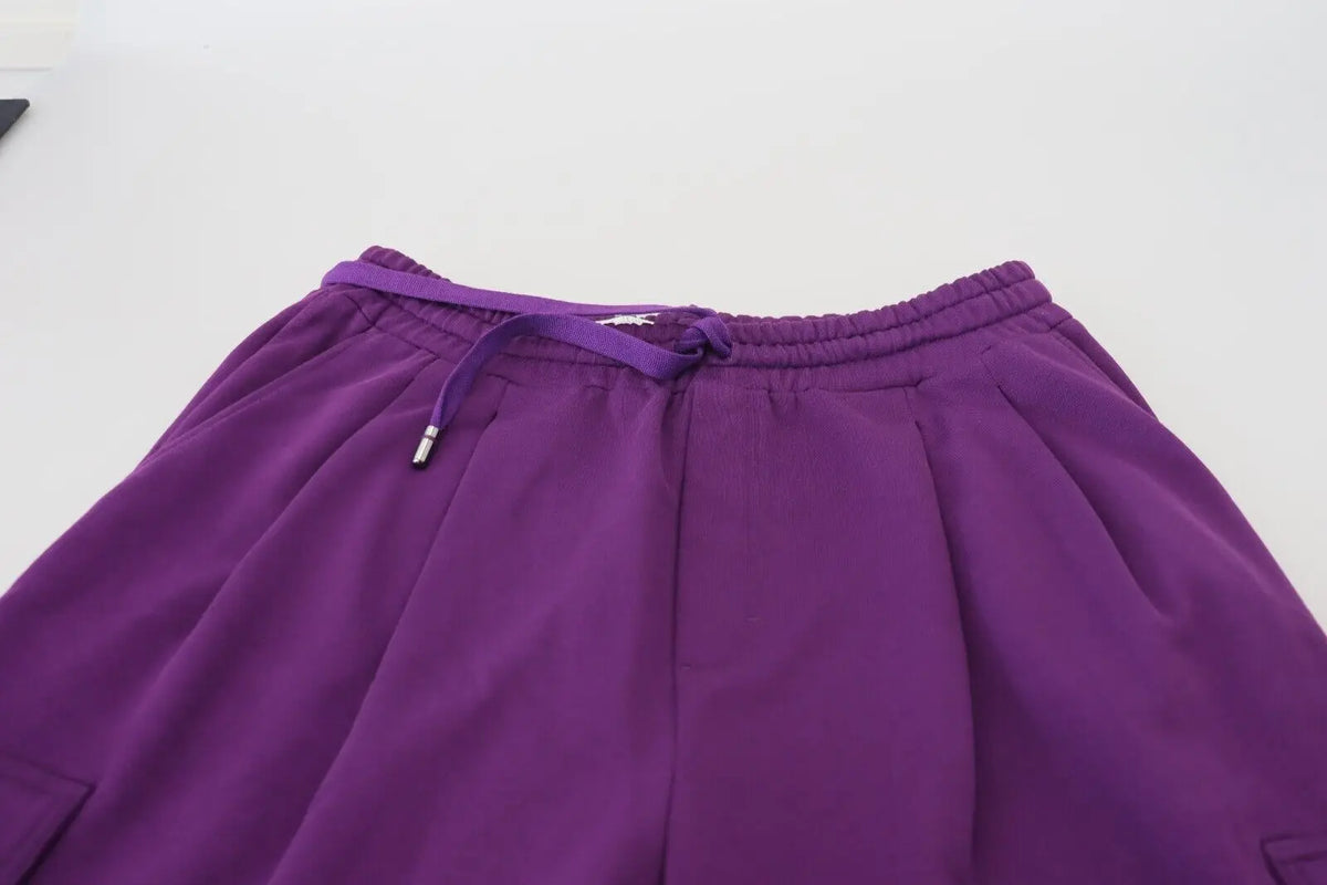 Pantalon de jogging dolce & gabbana violet en coton avec taille élastique, cordon assorti et plis subtils