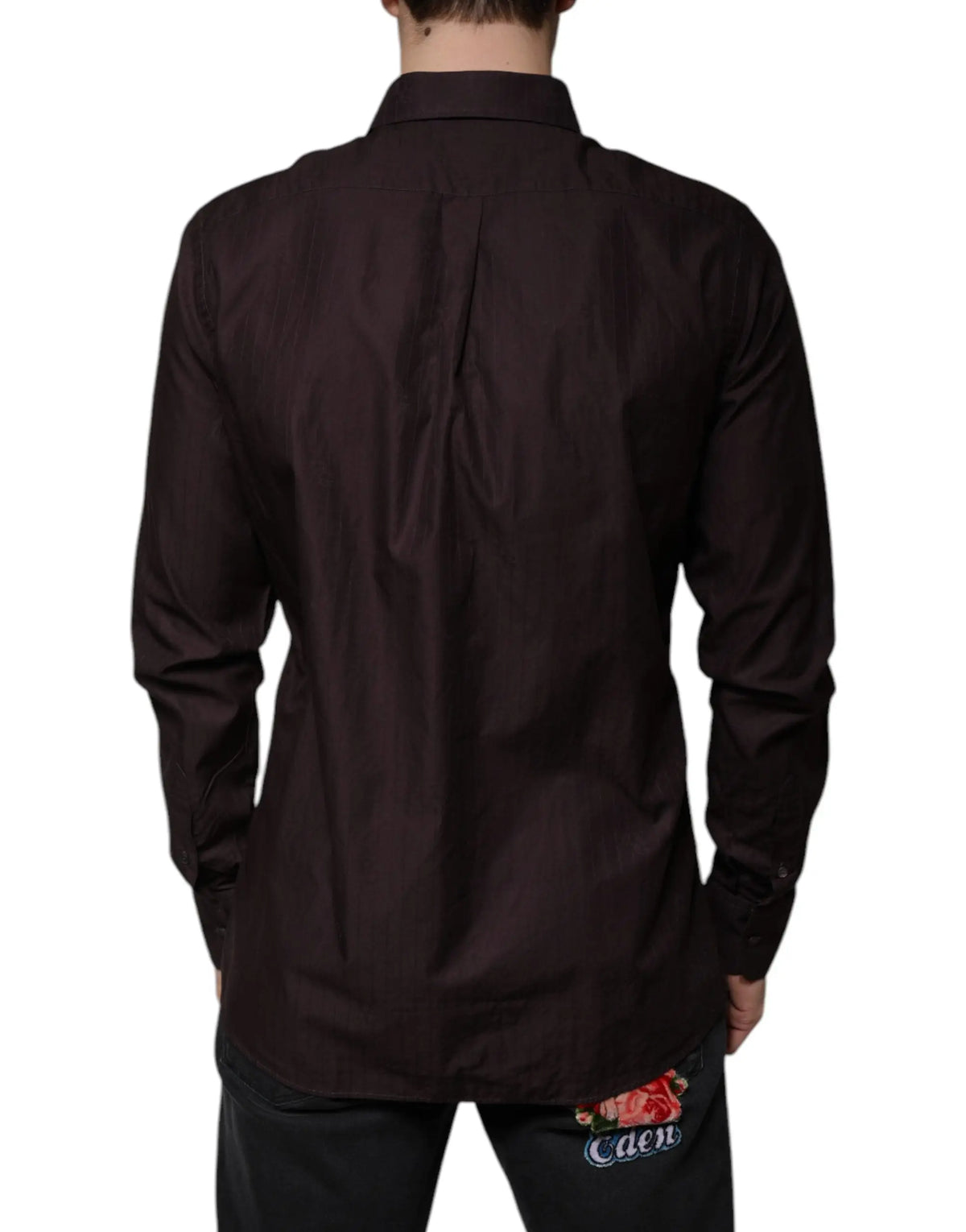 Chemise noire à manches longues dolce & gabbana en coton violet slim fit avec une couture centrale au dos