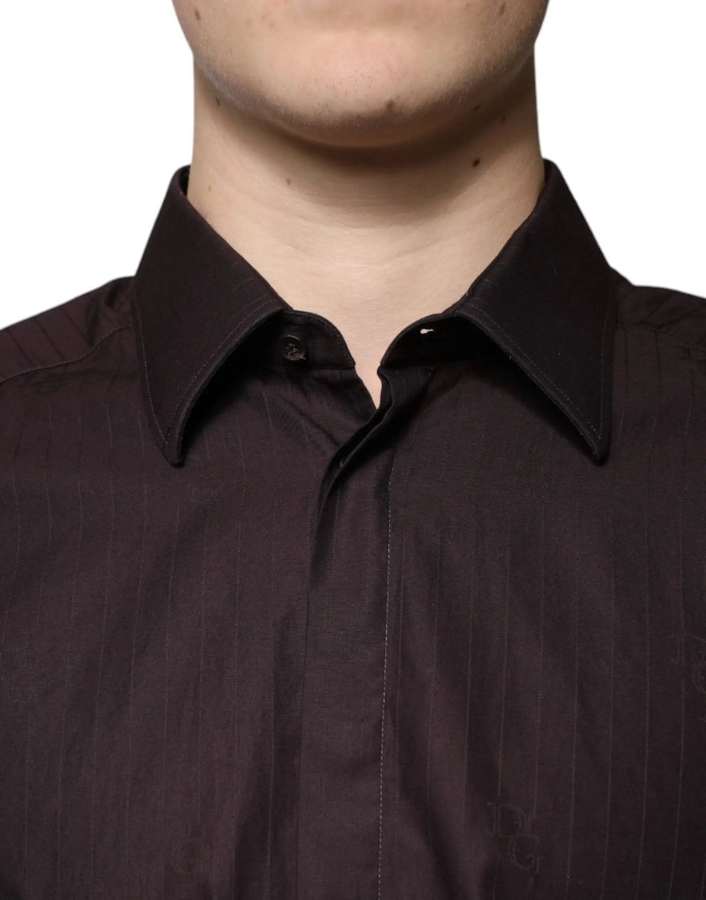 Chemise habillée dolce & gabbana martini slim fit en coton violet à fines rayures noires col classique boutonné