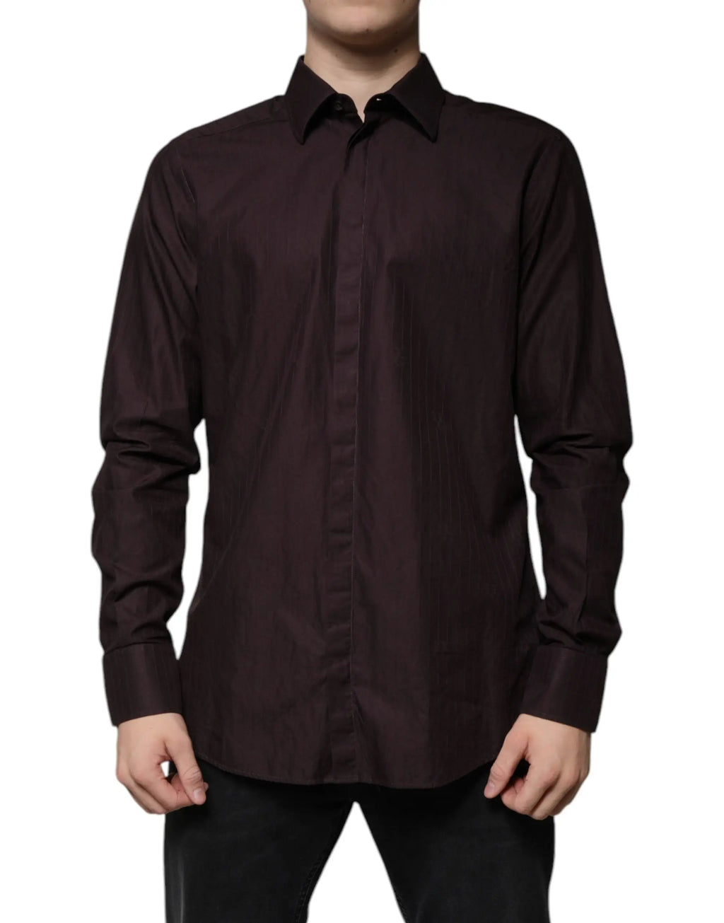 Chemise homme dolce & gabbana martini slim fit en coton violet à manches longues et col classique boutonné