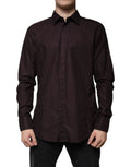 Chemise homme dolce & gabbana martini slim fit en coton violet à manches longues et col classique boutonné