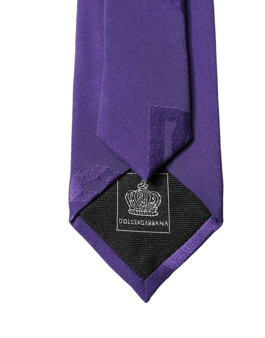 Cravate homme violette en soie dolce & gabbana avec motif géométrique ton sur ton et logo brodé intérieur noir