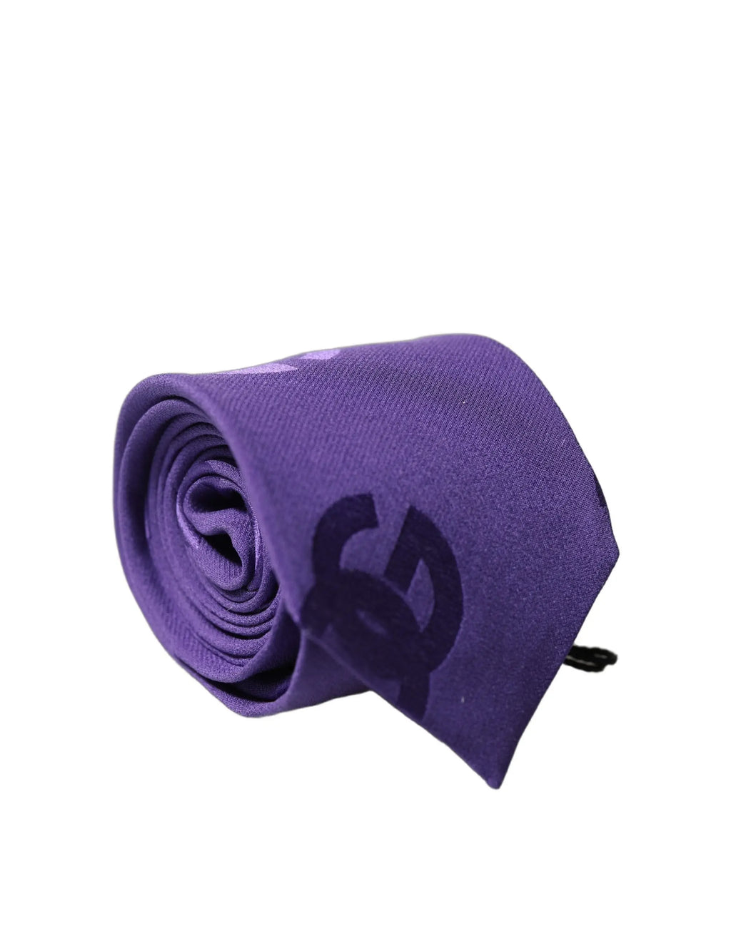 Rolled purple dolce gabbana monogram silk necktie with dark logo and adjustable design for men