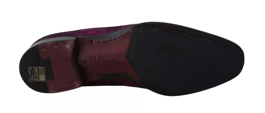Dolce gabbana purple jacquard loafers dress formal shoes with burgundy suede upper and black rubber sole