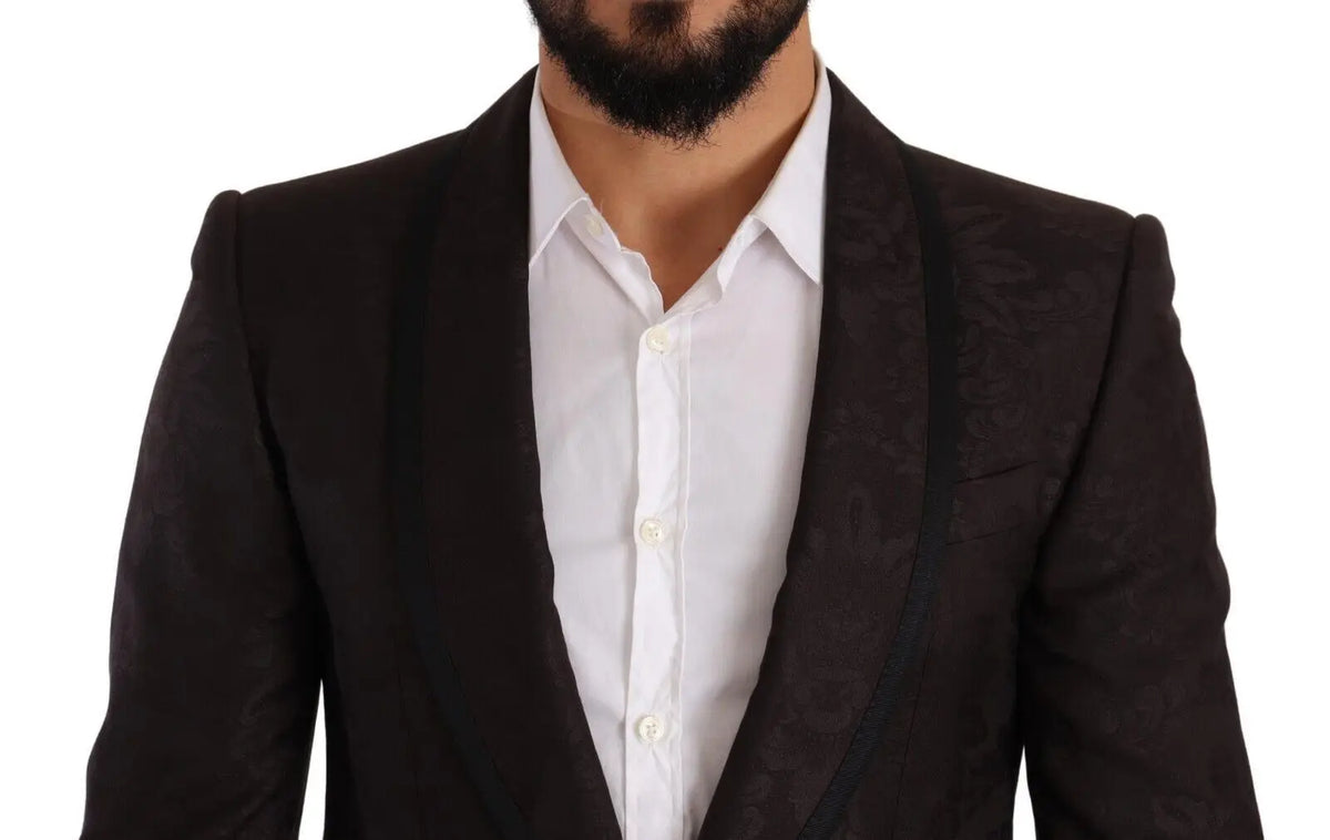 Blazer dolce & gabbana sicilia pourpre jacquard avec revers en satin noir contrasté texture noire