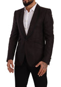 Blazer dolce & gabbana sicilia violet en jacquard avec texture noire, col cranté et deux poches avant