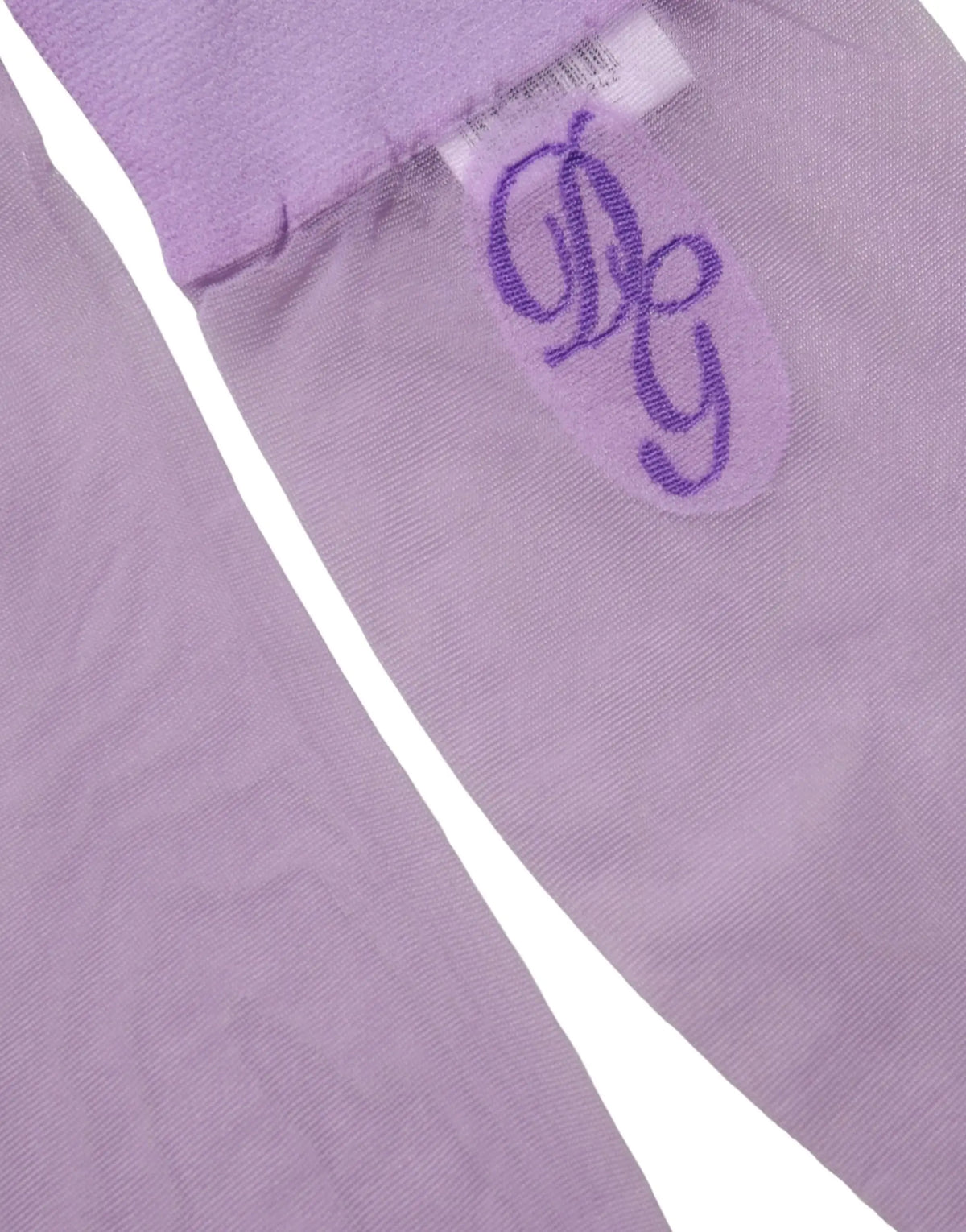Lavender sheer tights with matching embroidered monogram patch from dolce & gabbana purple knee high sheer nylon accessory socks