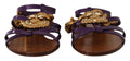 Sandales plates purple en cuir dolce & gabbana avec ornements dorés et médaillon décoratif