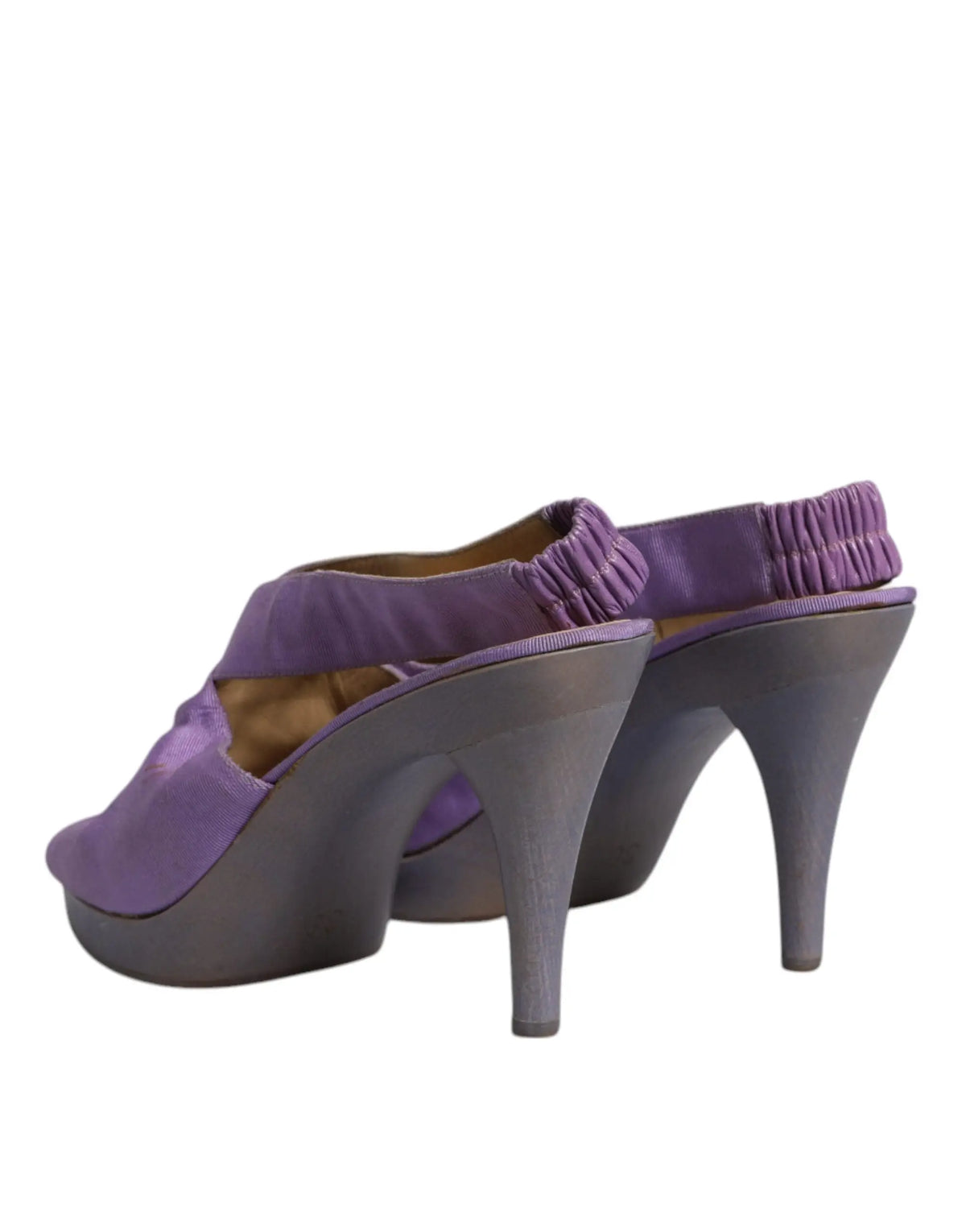 Dolce & gabbana sandales à talon plateforme violet en satin avec talon haut gris foncé élégant