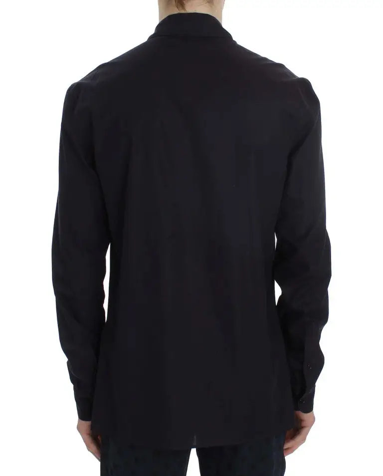 Chemise de nuit homme dolce & gabbana en coton à rayures violettes avec col classique et poignets boutonnés