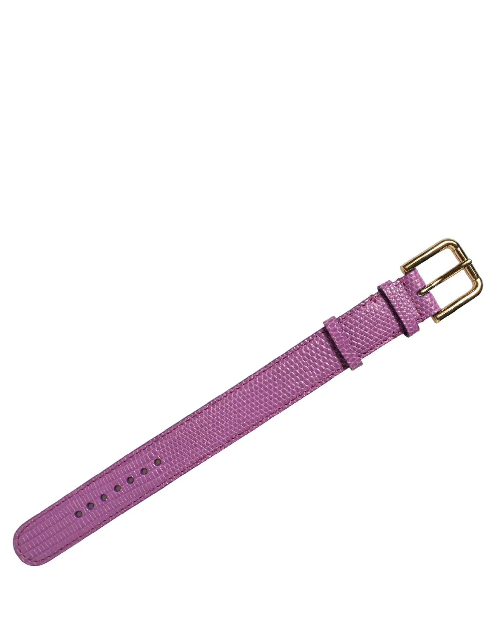 Bracelet ceinture dolce & gabbana en cuir texturé violet avec boucle dorée