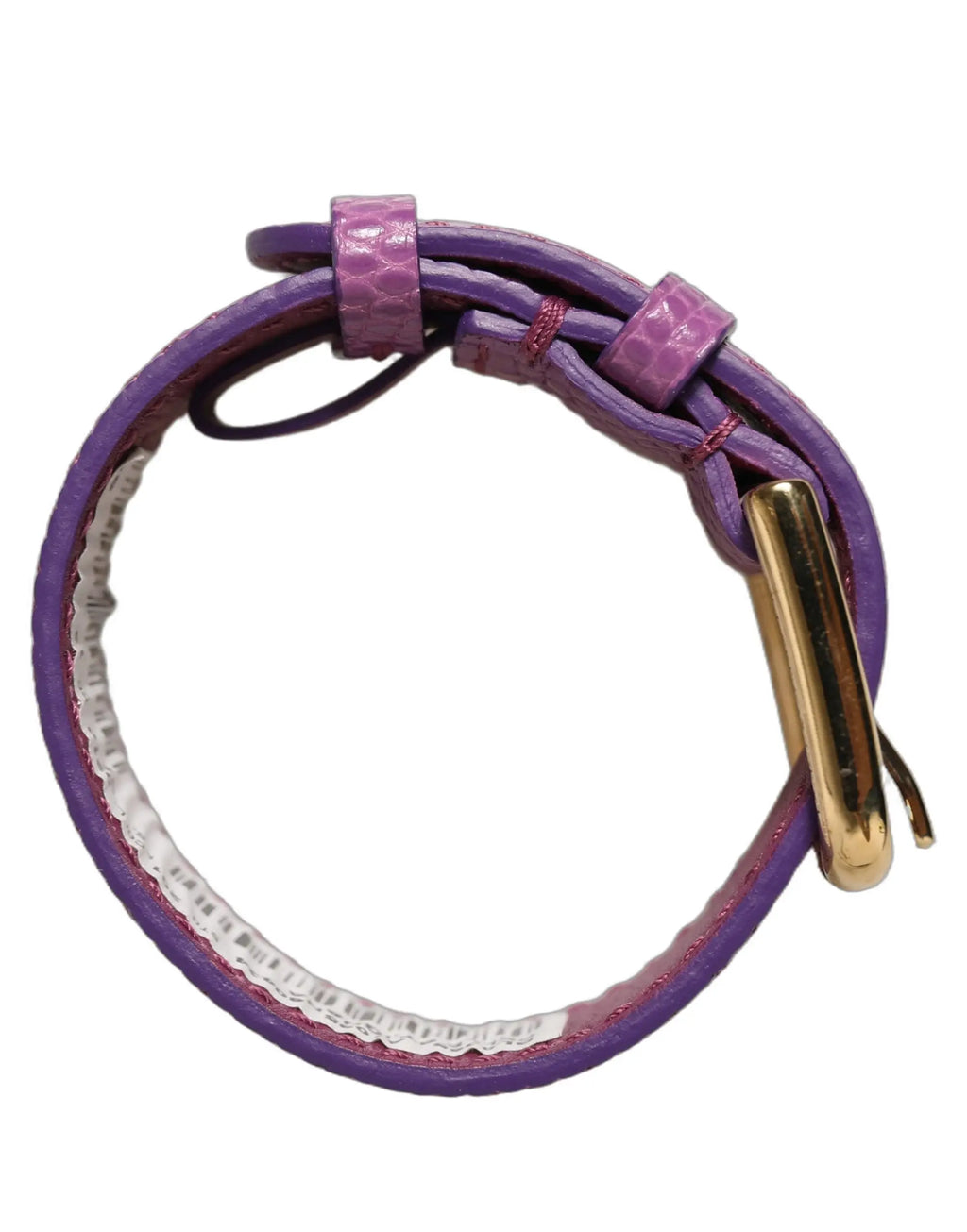 Bracelet ceinture dolce & gabbana en cuir violet texturé avec boucle dorée et accents embossés façon lézard