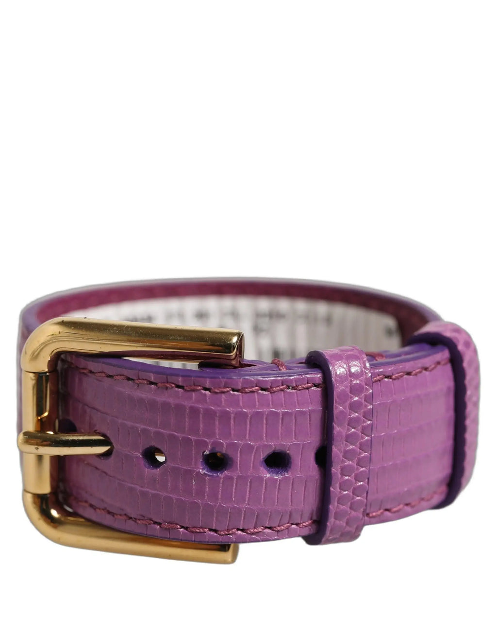 Bracelet ceinture dolce & gabbana en cuir texturé violet crocodile avec boucle dorée